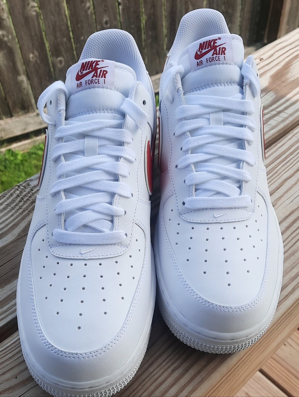 Nike Air Force 1 Mens Low — White with Red Swoosh Size 12 - Picture 3 of 10